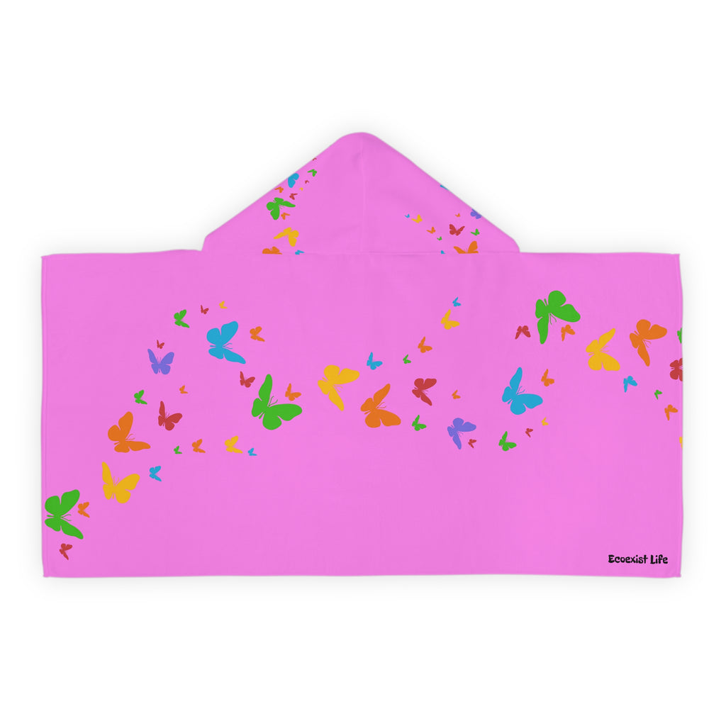 Youth Hooded Towel — Pastel Green Butterfly Trail Kids Beach & Bath Wrap--Ecoexist Life