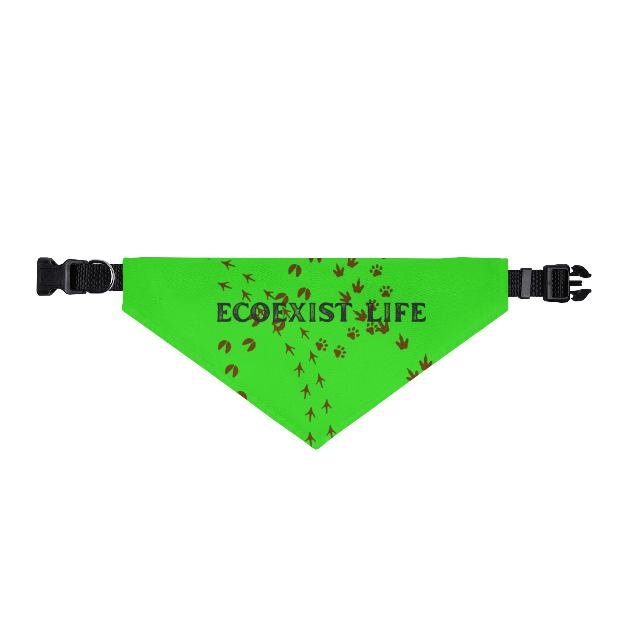 EcoExist-Life Green Clip-On Pet Bandana — Eco-Friendly Paw Print Dog & Cat Scarf