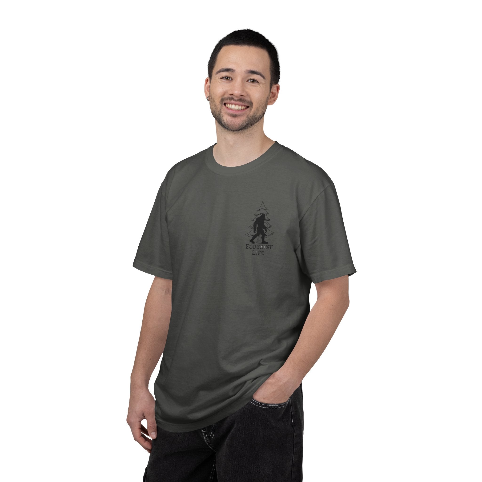 Bigfoot Eco-Trail T-Shirt — "ECOXIST" Front & "Livin' The Wild Life" Back