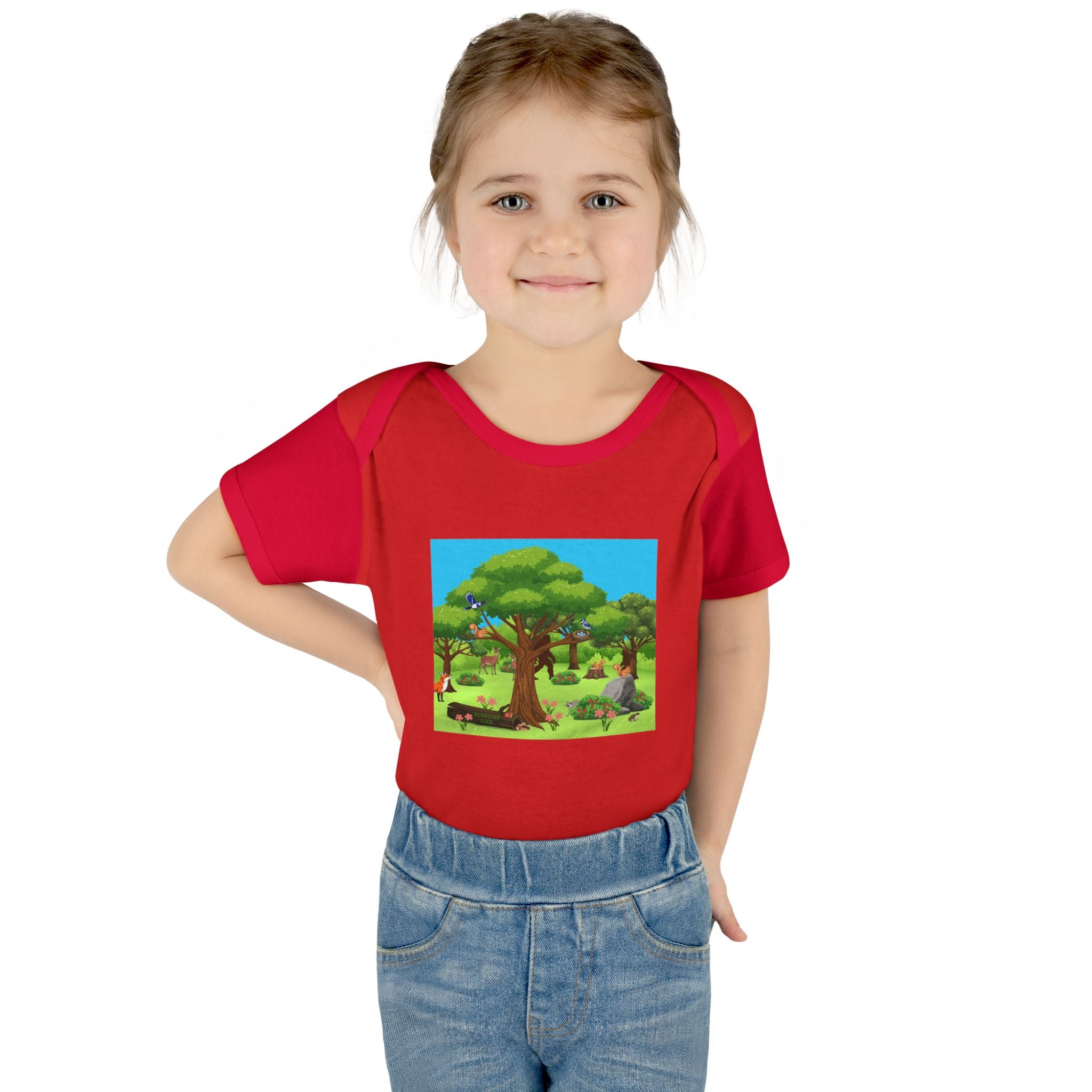 Baby Bodysuit with Woodland Animals Print/Bigfoot/Ecoexist Life — Cute Forest Nursery Onesie