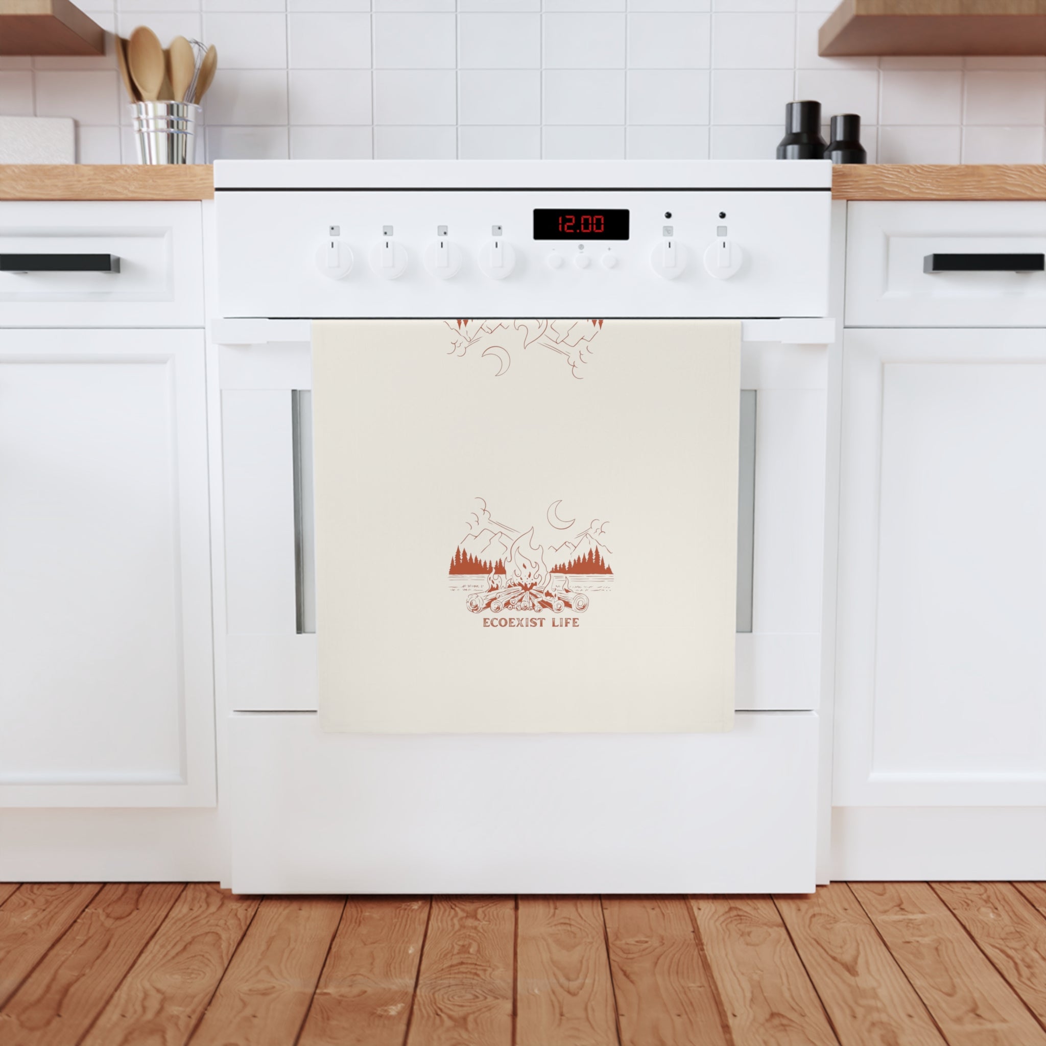 Ecoexist Life Cotton Tea Towel — Rustic Mountain & Moon Kitchen Towel