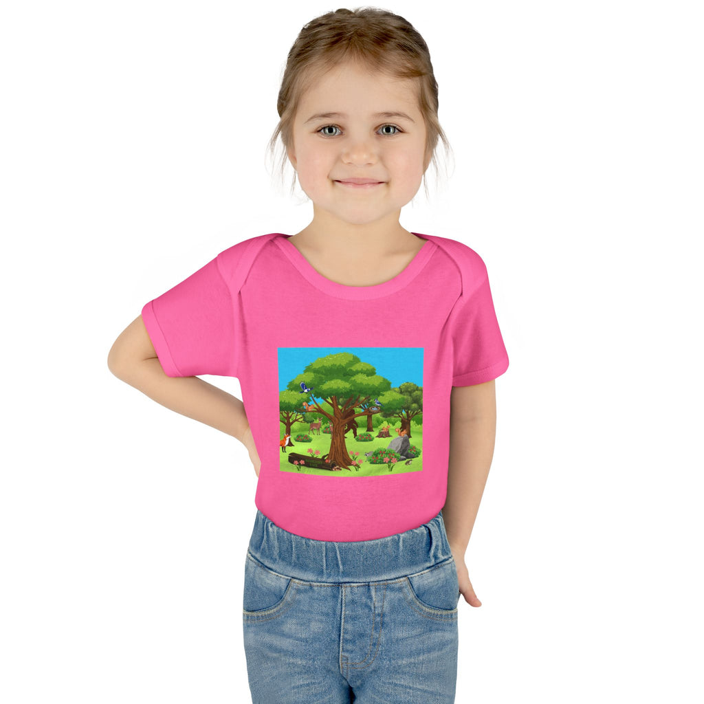 Baby Bodysuit with Woodland Animals Print/Bigfoot/Ecoexist Life — Cute Forest Nursery Onesie