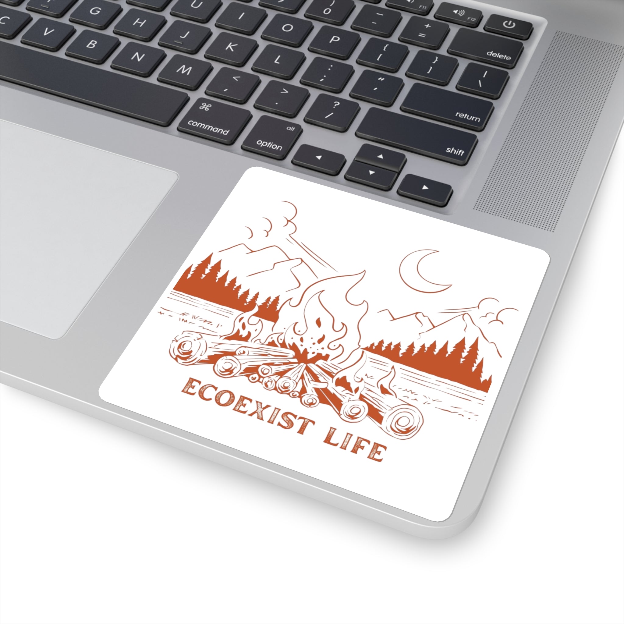 Ecoexist Life Campfire Sticker — Outdoor Nature Square Sticker