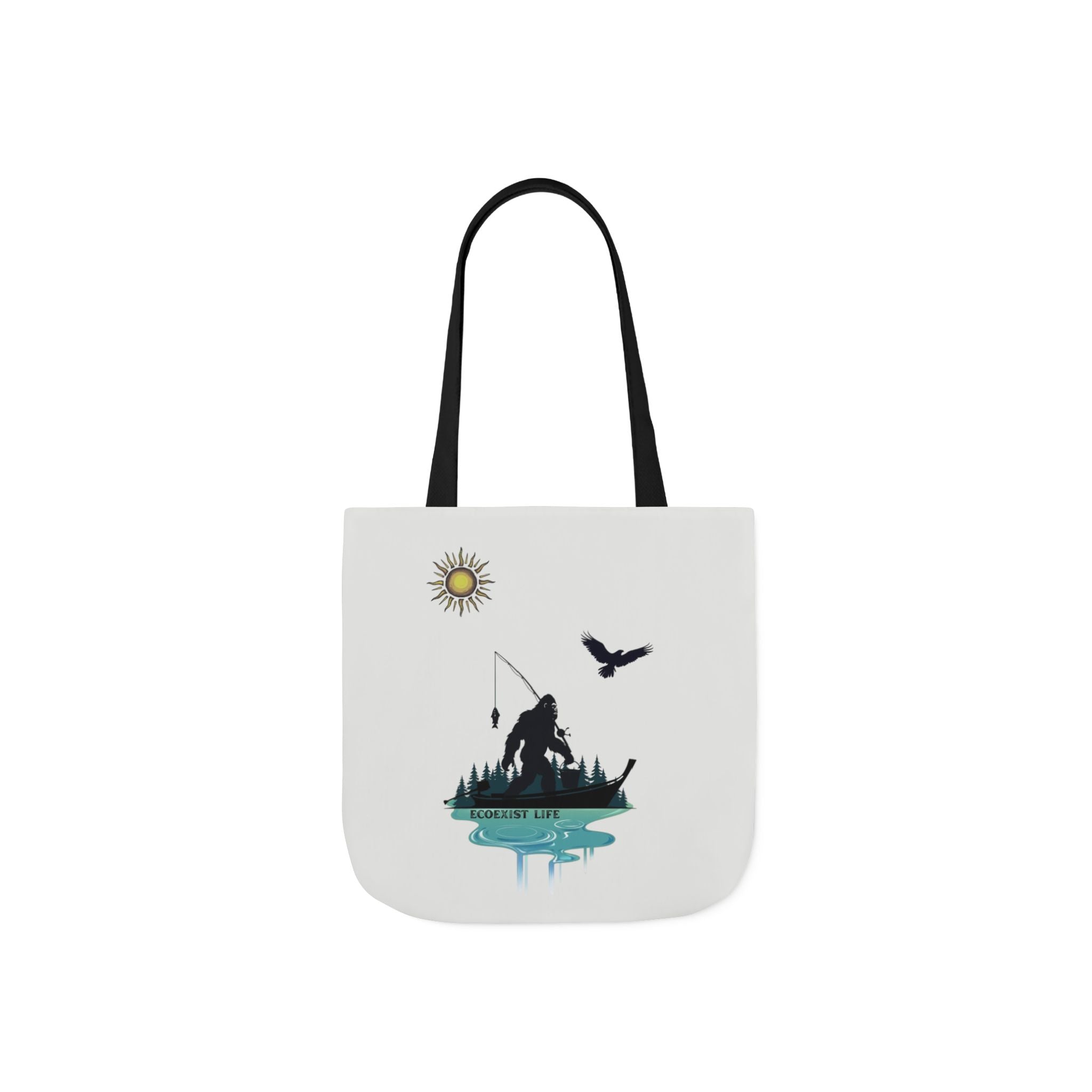 Fishing Silhouette Canvas Tote — Bigfoot Fishing Tote Bag- ecoexist
