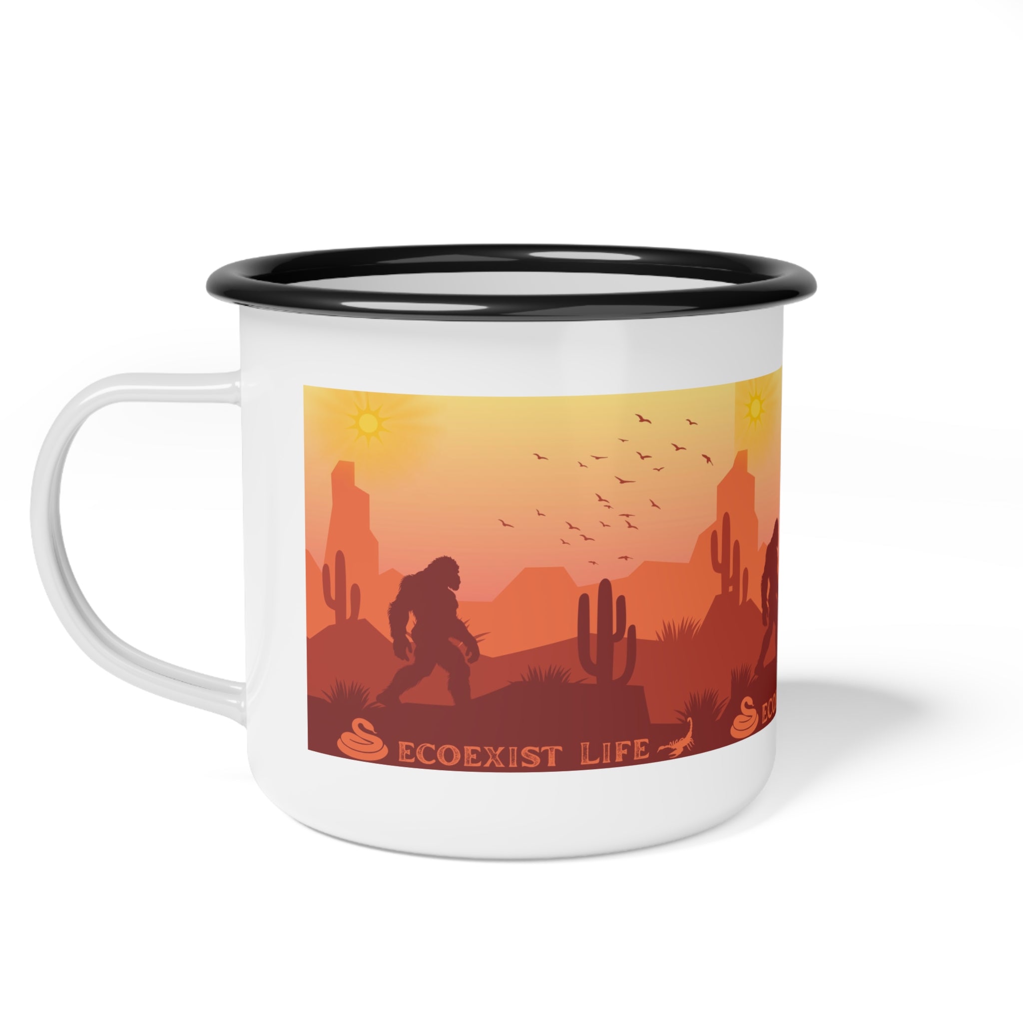 Enamel Camp Cup — Desert Sunset 'Ecoexist Life' Camping Mug