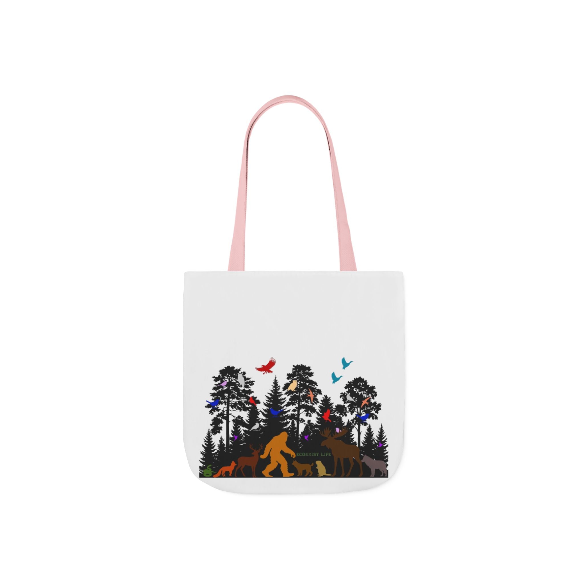 Canvas Tote — Forest Sasquatch Design with Wildlife Silhouettes-Ecoexist