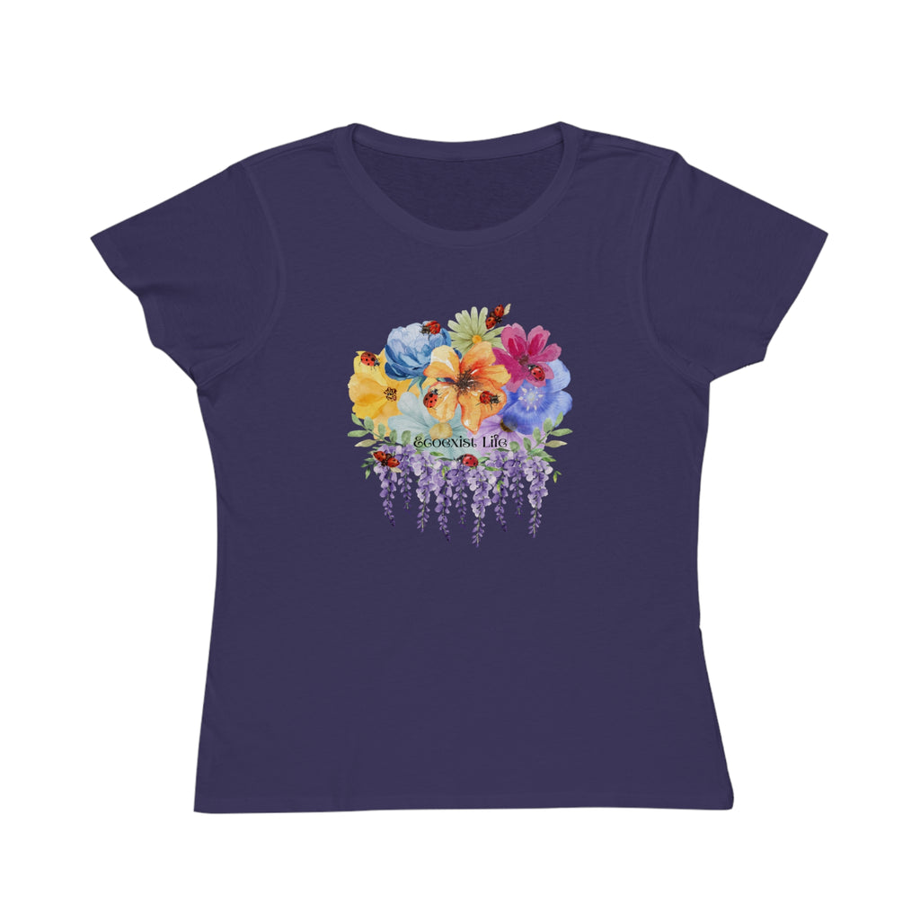 Floral Lavender Bouquet T-Shirt — Ladybugs-Watercolor Pansies-Ecoexist Life' Women's Tee