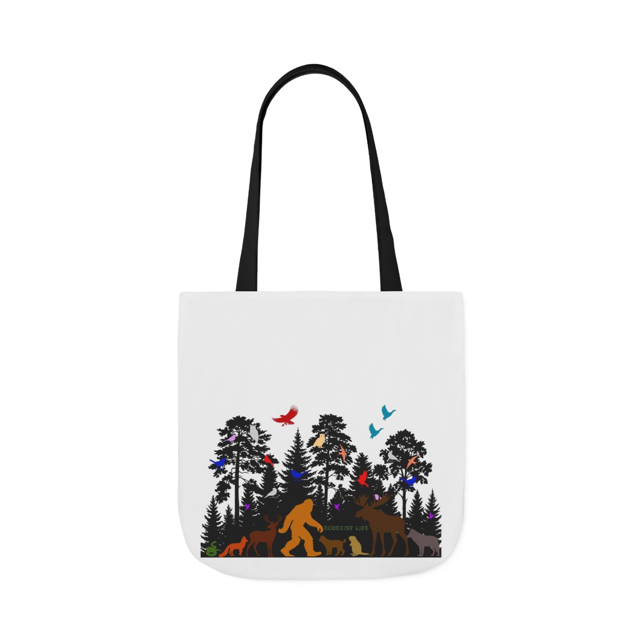 Ecoexist Life Canvas Tote — Forest Sasquatch Design with Wildlife Silhouettes-Ecoexist