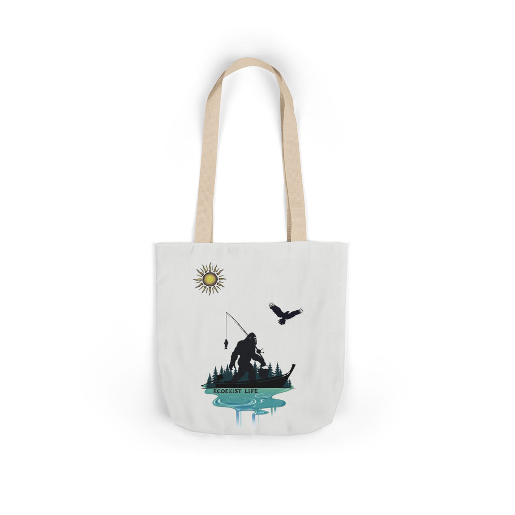 Fishing Silhouette Canvas Tote — Bigfoot Fishing Tote Bag- ecoexist