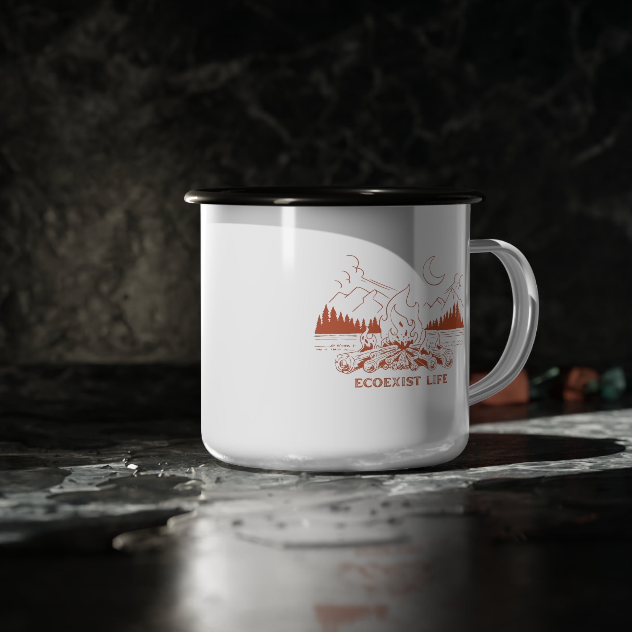 Enamel Camp Cup — 'Ecoexist Life' Sasquatch Camping Mug