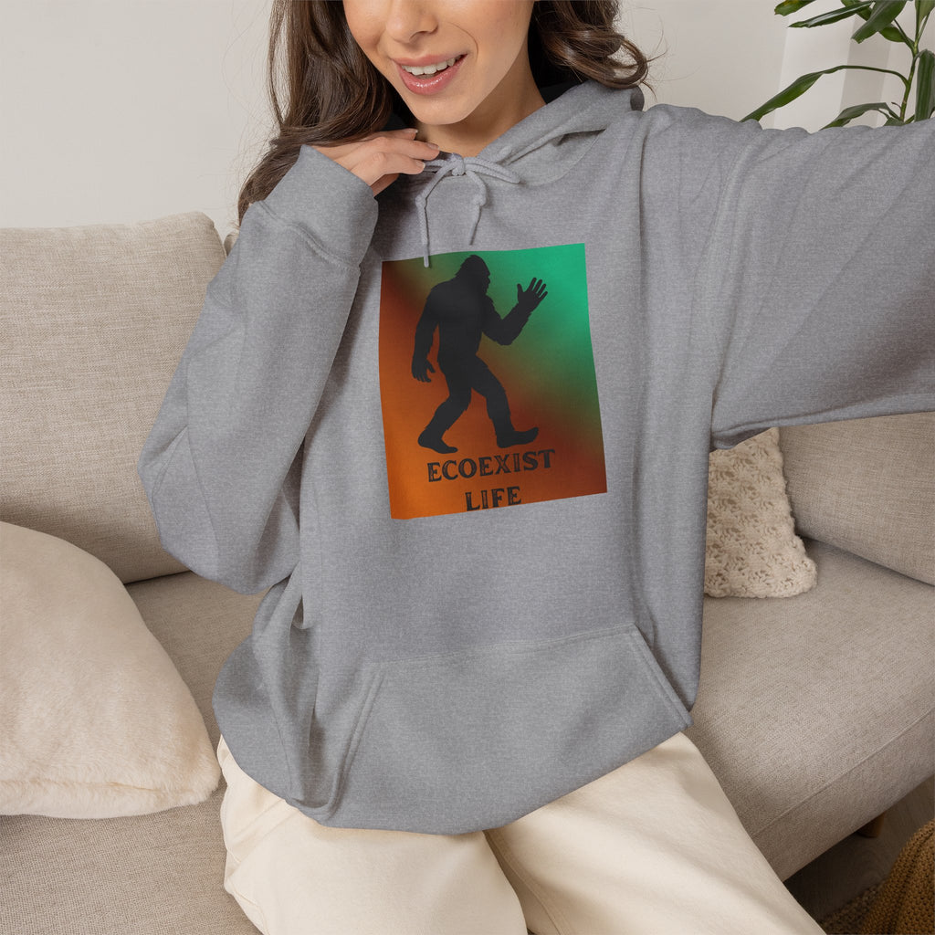 Ecoexist Life Bigfoot Hoodie — Sasquatch Environmental Awareness Sweatshirt