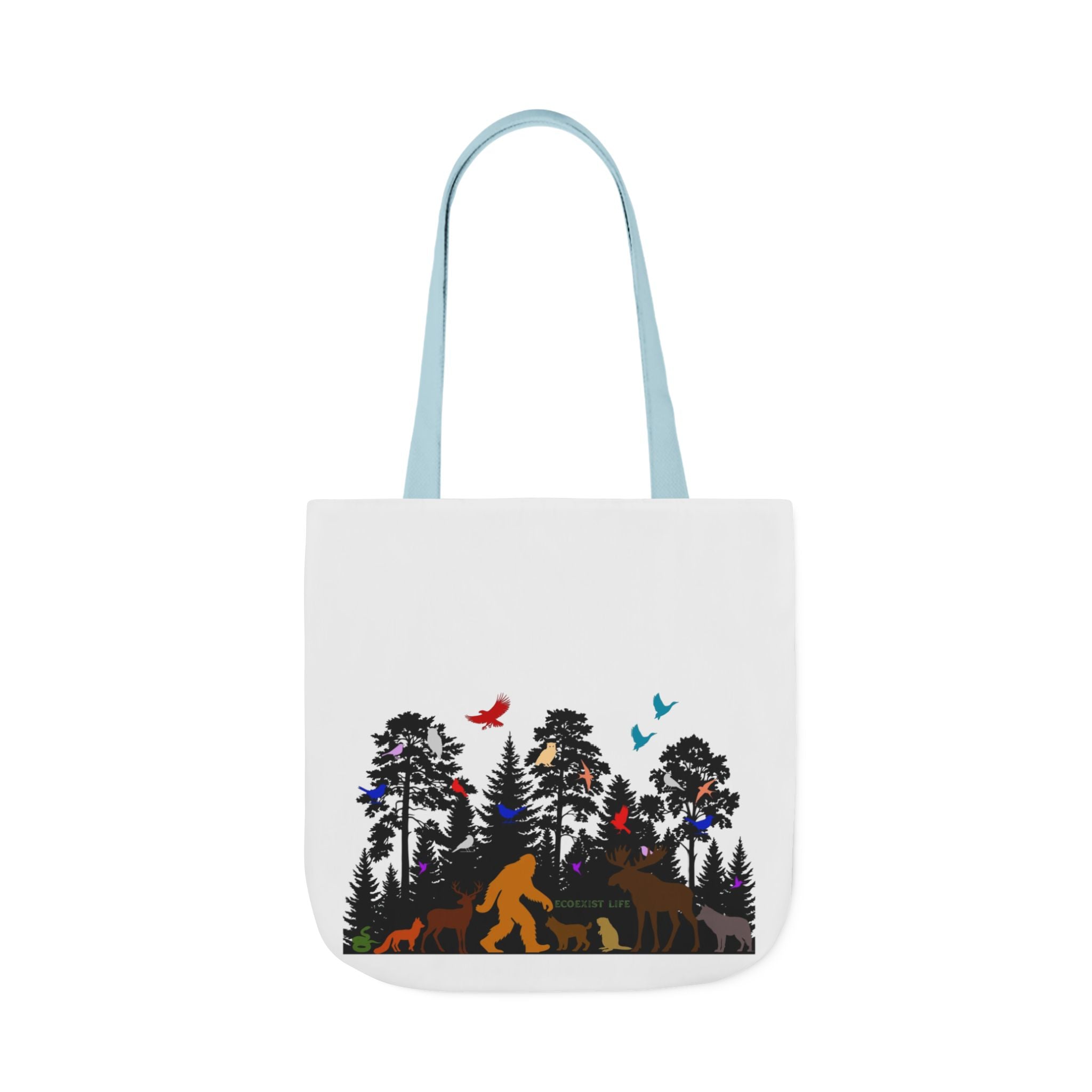 Canvas Tote — Forest Sasquatch Design with Wildlife Silhouettes-Ecoexist