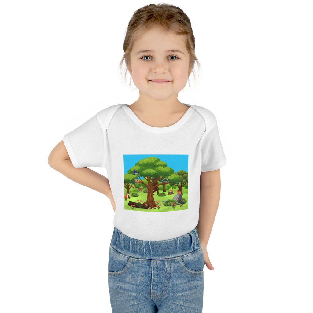 Baby Bodysuit with Woodland Animals Print/Bigfoot/Ecoexist Life — Cute Forest Nursery Onesie