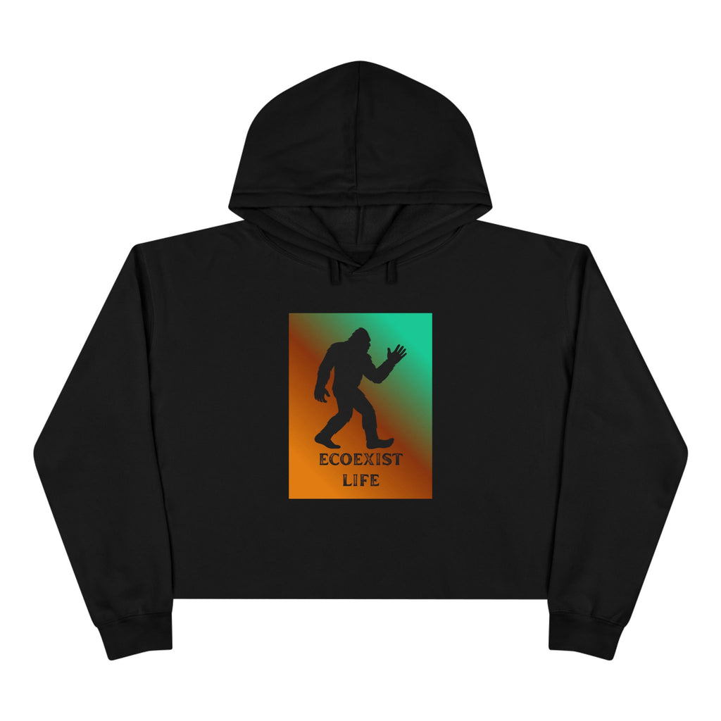 Ecoexist Cropped Hoodie — Bigfoot Silhouette Graphic