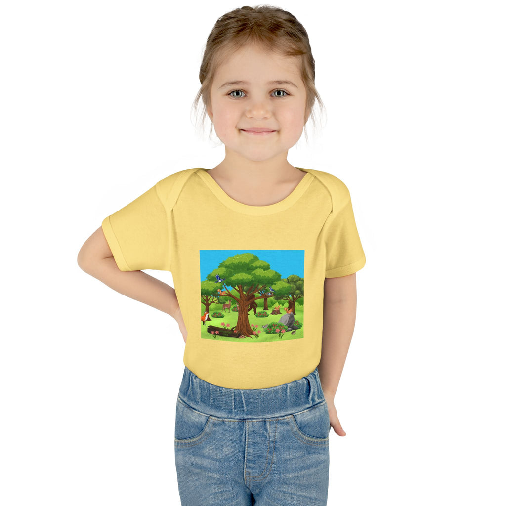 Baby Bodysuit with Woodland Animals Print/Bigfoot/Ecoexist Life — Cute Forest Nursery Onesie