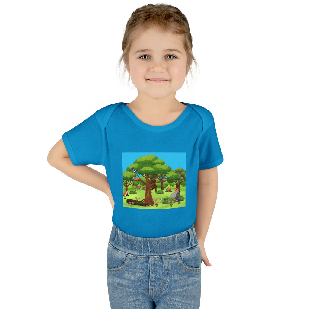 Baby Bodysuit with Woodland Animals Print/Bigfoot/Ecoexist Life — Cute Forest Nursery Onesie