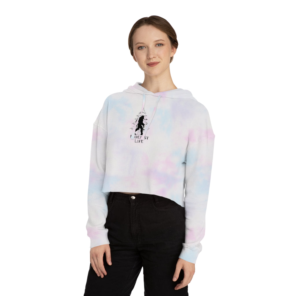 EcoExist Cropped Hoodie – Women’s Nature Lover Hoodie with Bigfoot Tree Design