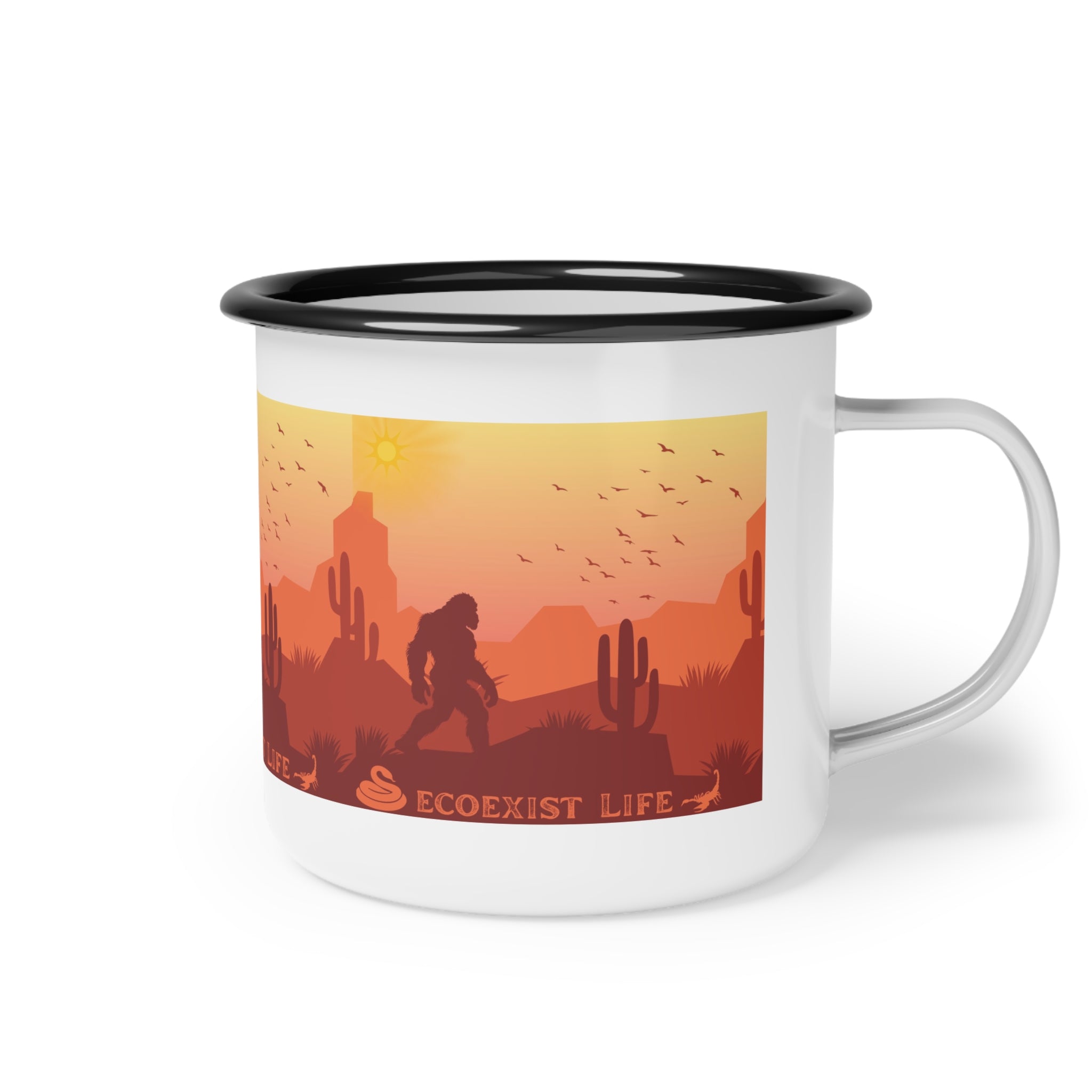 Enamel Camp Cup — Desert Sunset 'Ecoexist Life' Camping Mug