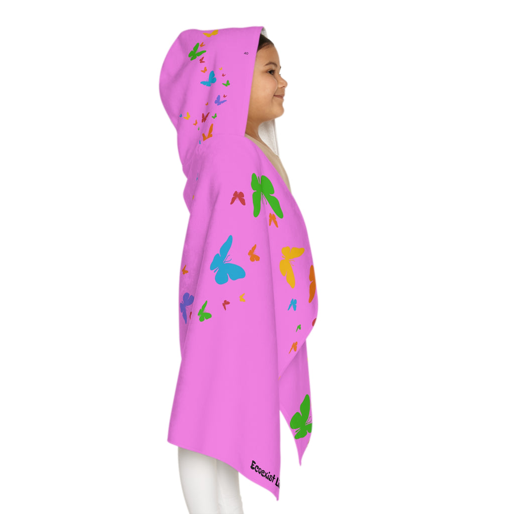 Youth Hooded Towel — Pastel Green Butterfly Trail Kids Beach & Bath Wrap--Ecoexist Life