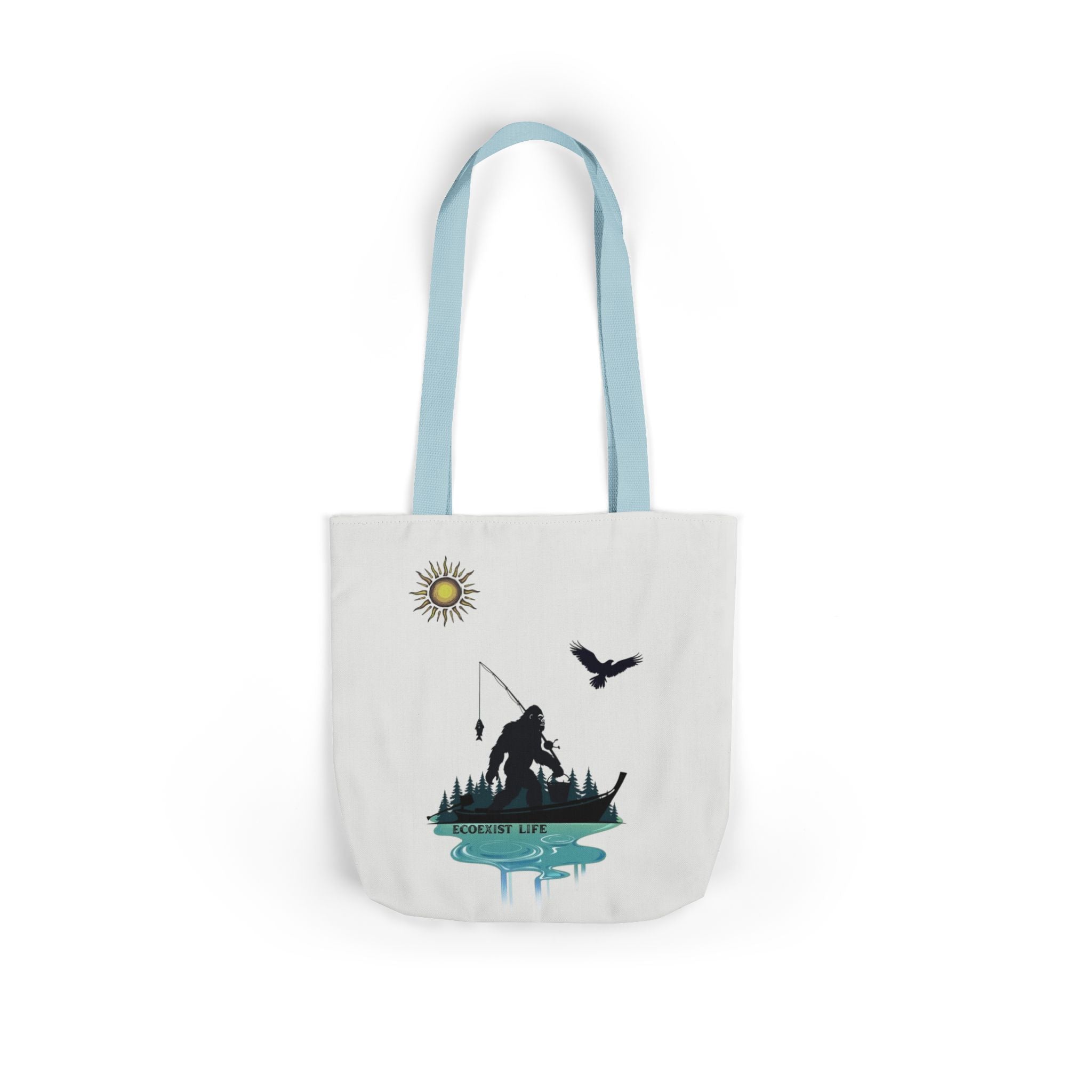 Fishing Silhouette Canvas Tote — Bigfoot Fishing Tote Bag- ecoexist