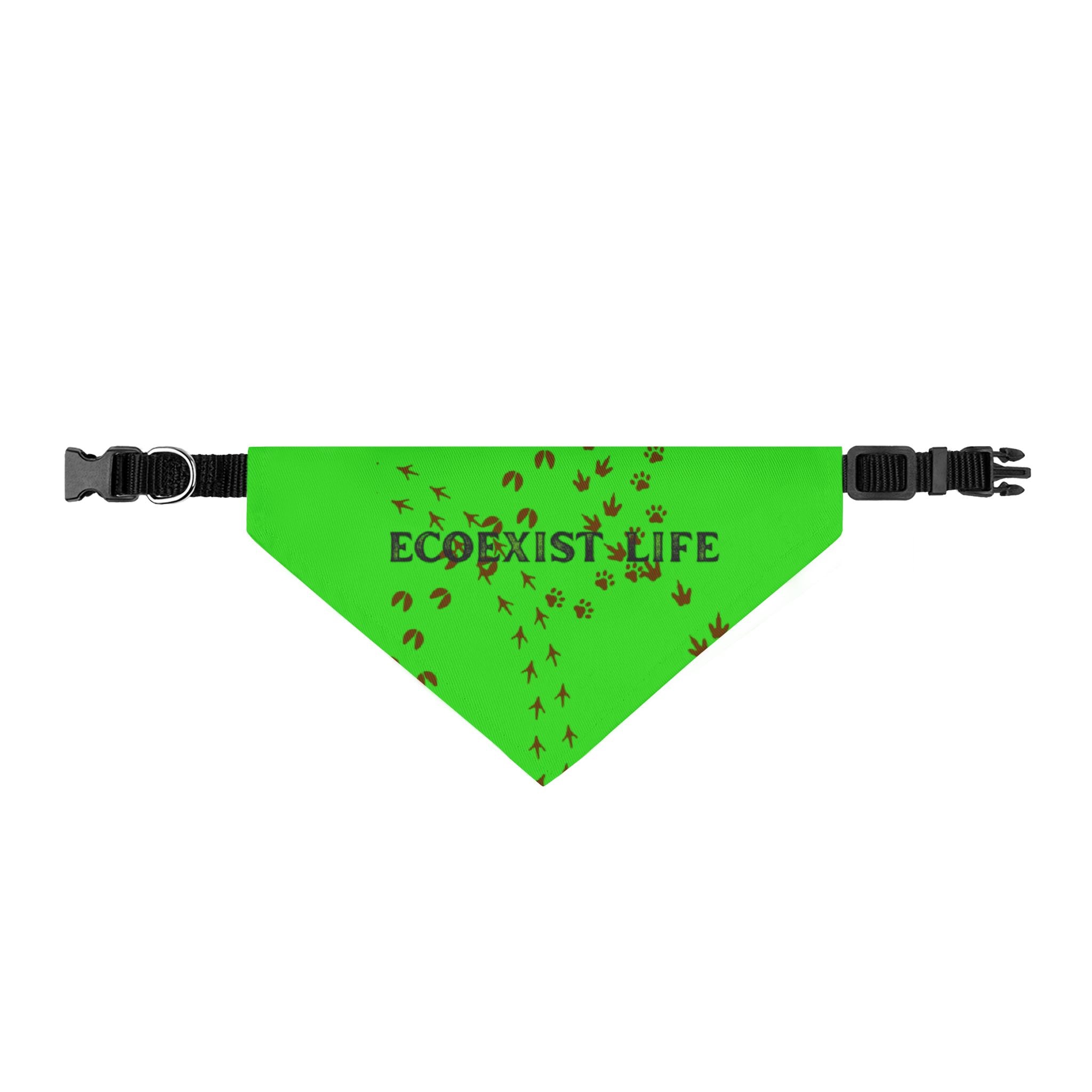 EcoExist-Life Green Clip-On Pet Bandana — Eco-Friendly Paw Print Dog & Cat Scarf