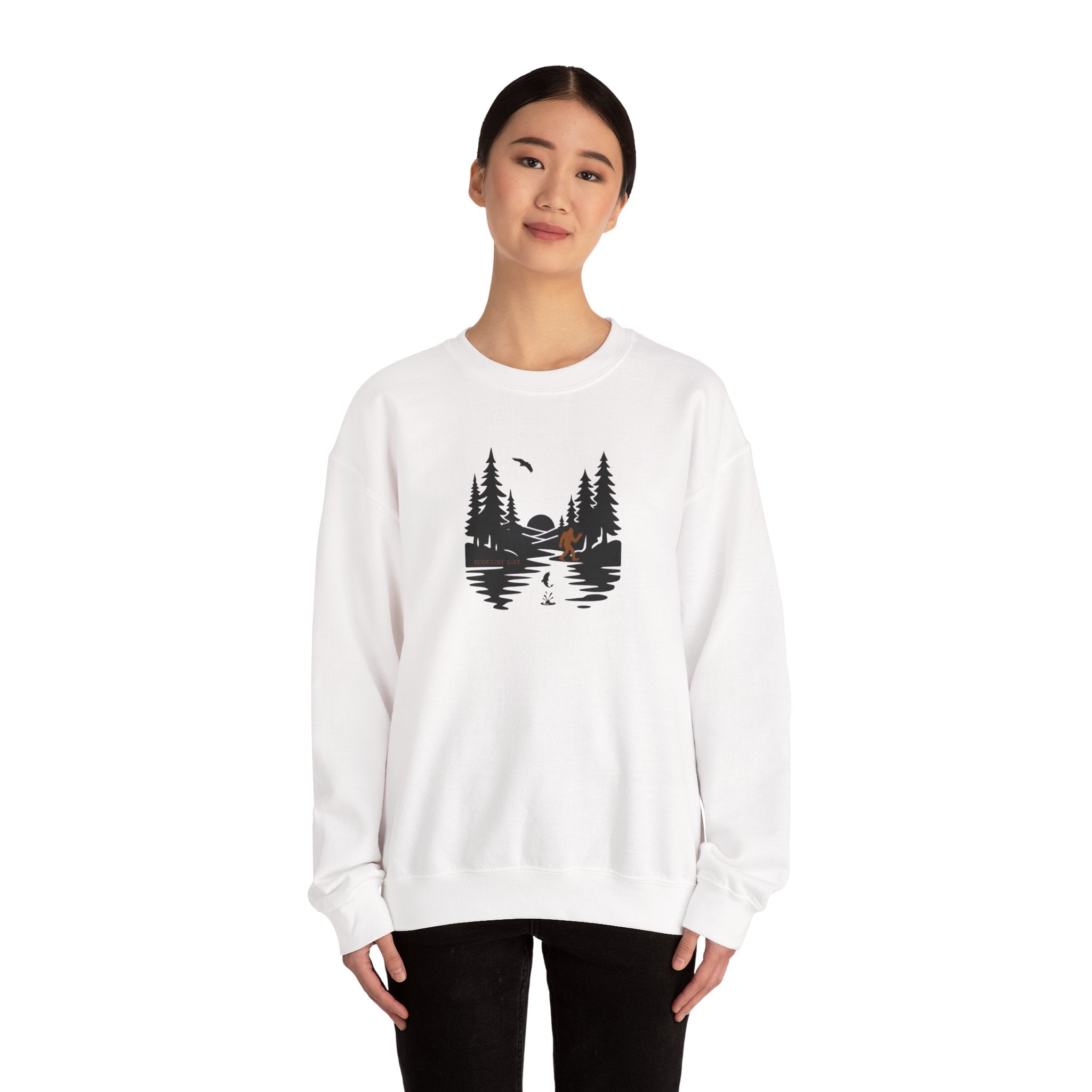 Wildlife Lake Scene Sweatshirt — "Livin the Wild Life" Crewneck