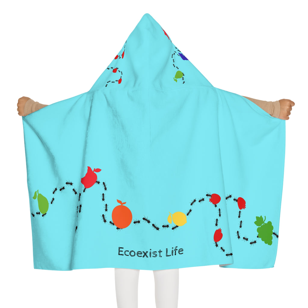 Youth Hooded Towel — 'Ecoexist Life' Colorful Sea Turtle Swim Wrap