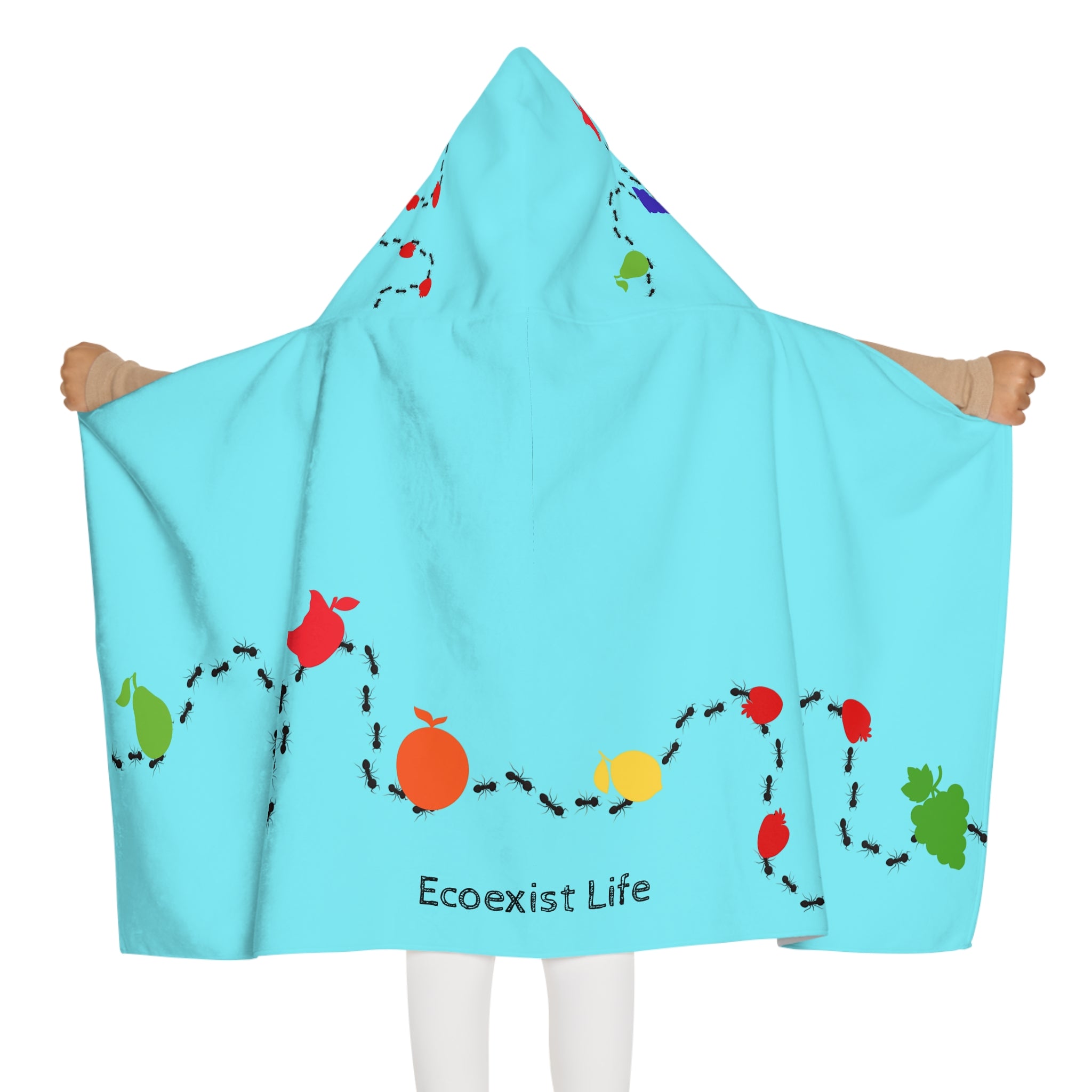 Youth Hooded Towel — 'Ecoexist Life' Colorful Sea Turtle Swim Wrap
