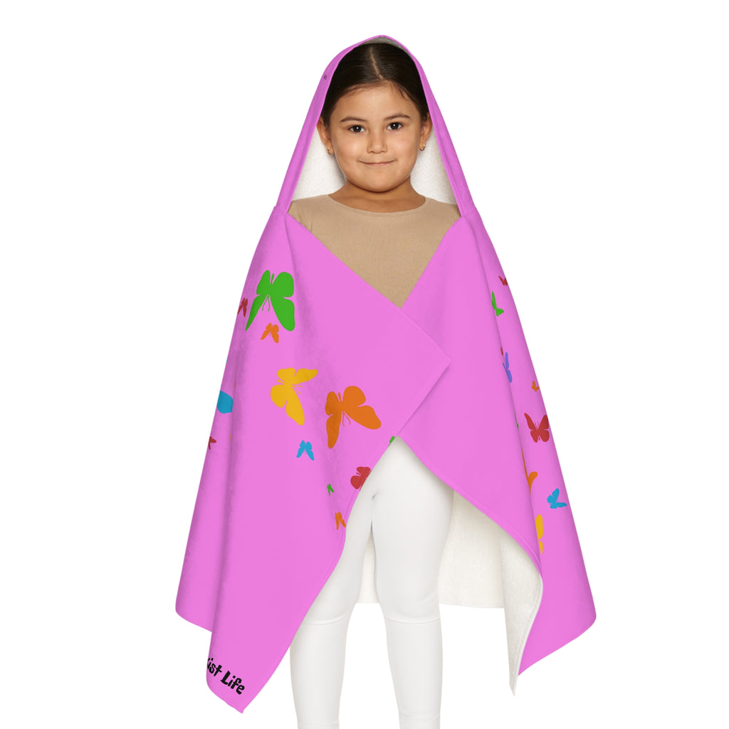 Youth Hooded Towel — Pastel Green Butterfly Trail Kids Beach & Bath Wrap--Ecoexist Life