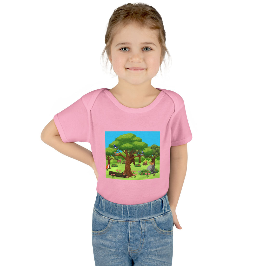 Baby Bodysuit with Woodland Animals Print/Bigfoot/Ecoexist Life — Cute Forest Nursery Onesie