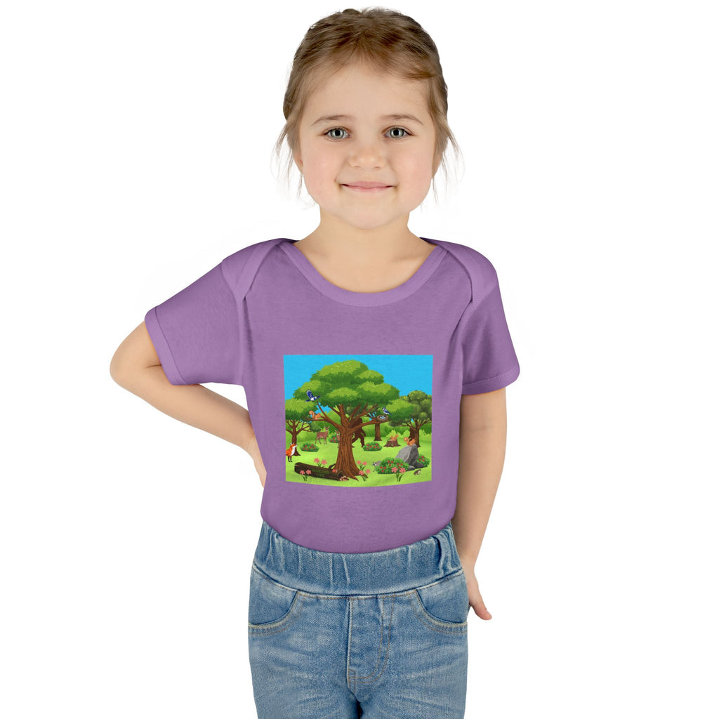 Baby Bodysuit with Woodland Animals Print/Bigfoot/Ecoexist Life — Cute Forest Nursery Onesie