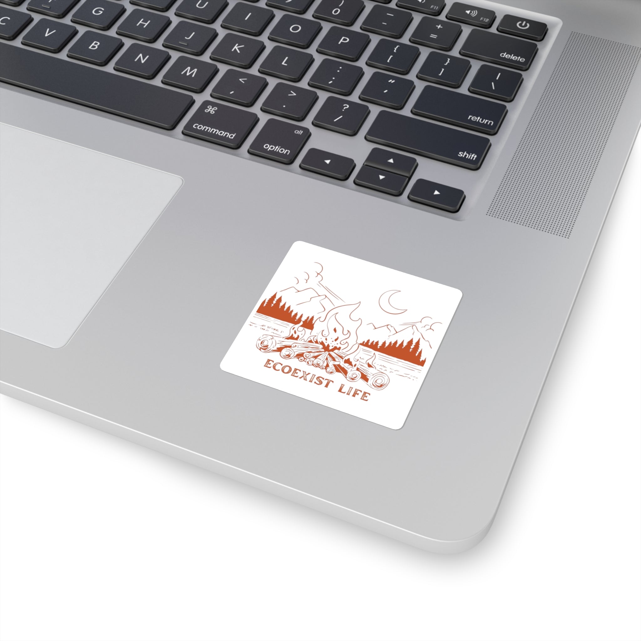 Ecoexist Life Campfire Sticker — Outdoor Nature Square Sticker