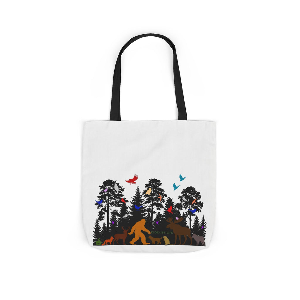 Canvas Tote — Forest Sasquatch Design with Wildlife Silhouettes-Ecoexist