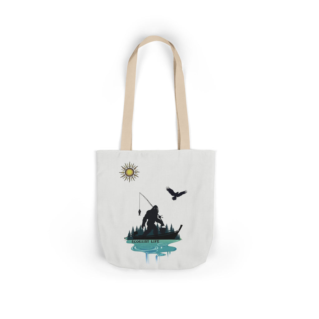 Fishing Silhouette Canvas Tote — Bigfoot Fishing Tote Bag- ecoexist