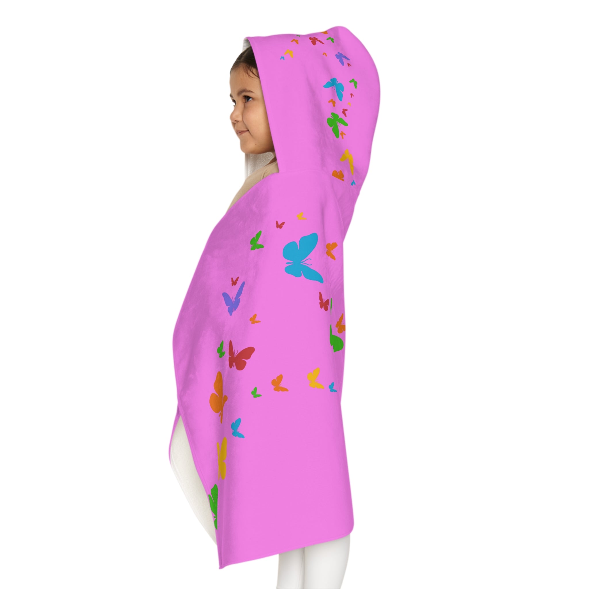 Youth Hooded Towel — Pastel Green Butterfly Trail Kids Beach & Bath Wrap--Ecoexist Life