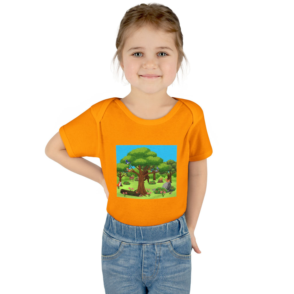 Baby Bodysuit with Woodland Animals Print/Bigfoot/Ecoexist Life — Cute Forest Nursery Onesie