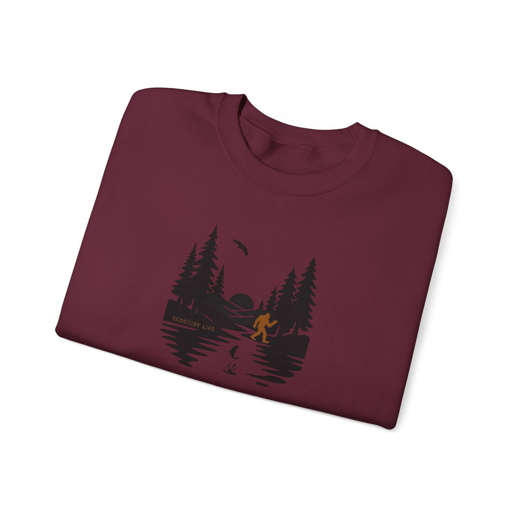 Wildlife Lake Scene Sweatshirt — "Livin the Wild Life" Crewneck