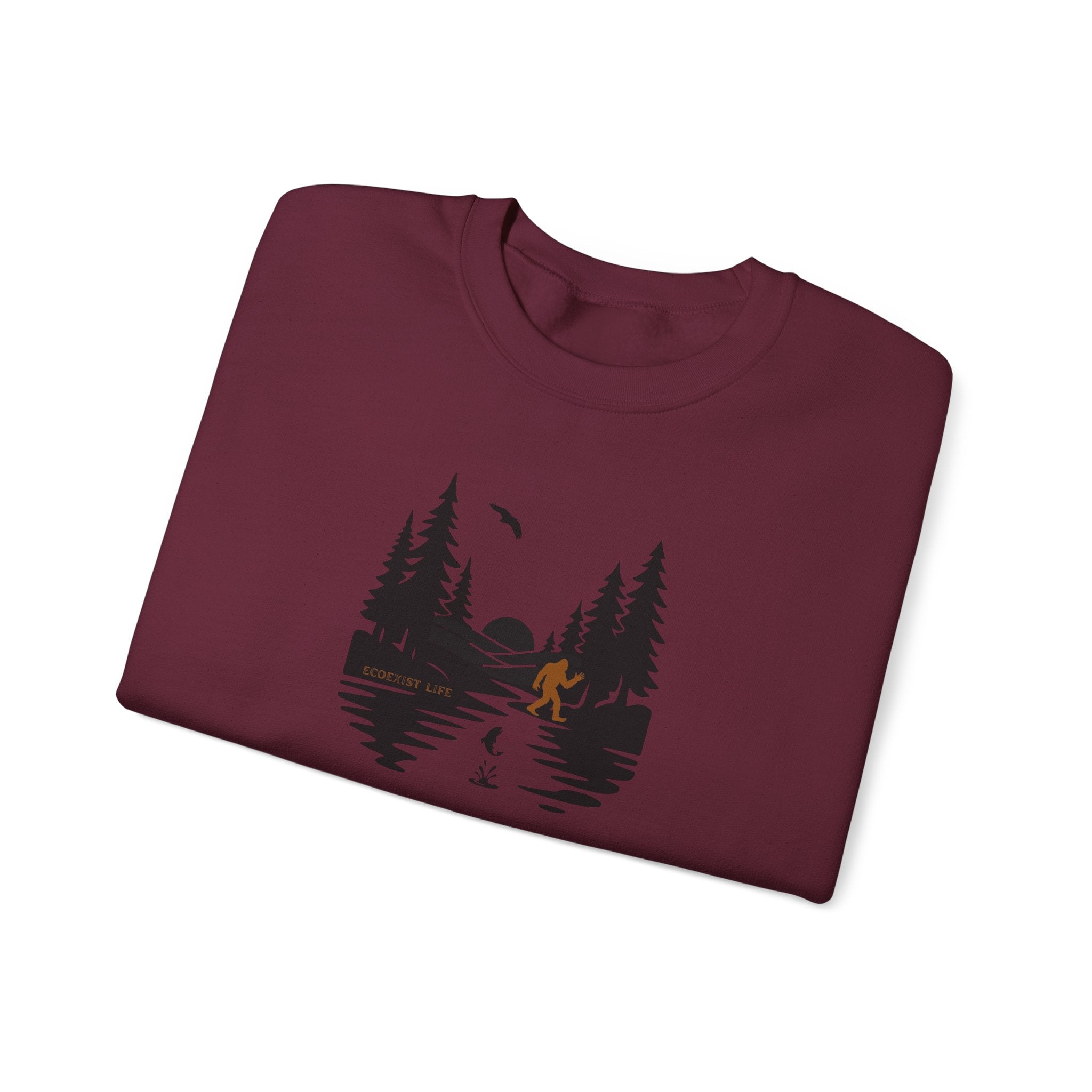 Wildlife Lake Scene Sweatshirt — "Livin the Wild Life" Crewneck
