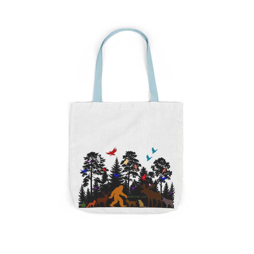 Canvas Tote — Forest Sasquatch Design with Wildlife Silhouettes-Ecoexist
