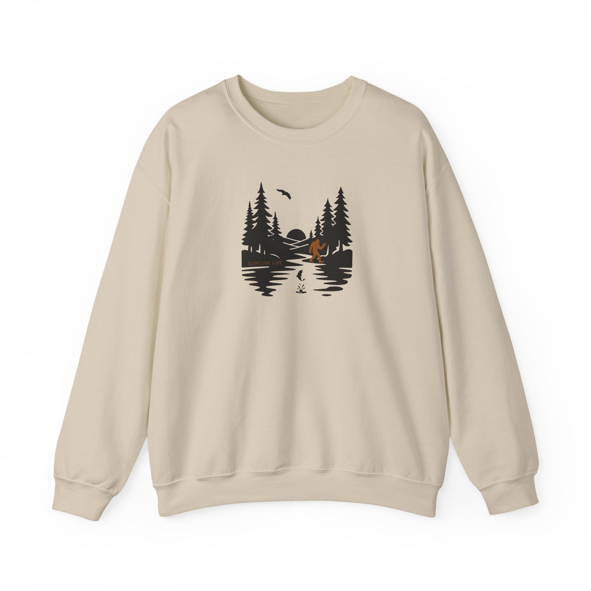 Wildlife Lake Scene Sweatshirt — "Livin the Wild Life" Crewneck