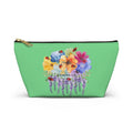 Floral Pansy Accessory Pouch —Ecoexist Life Green T‑Bottom Makeup Bag
