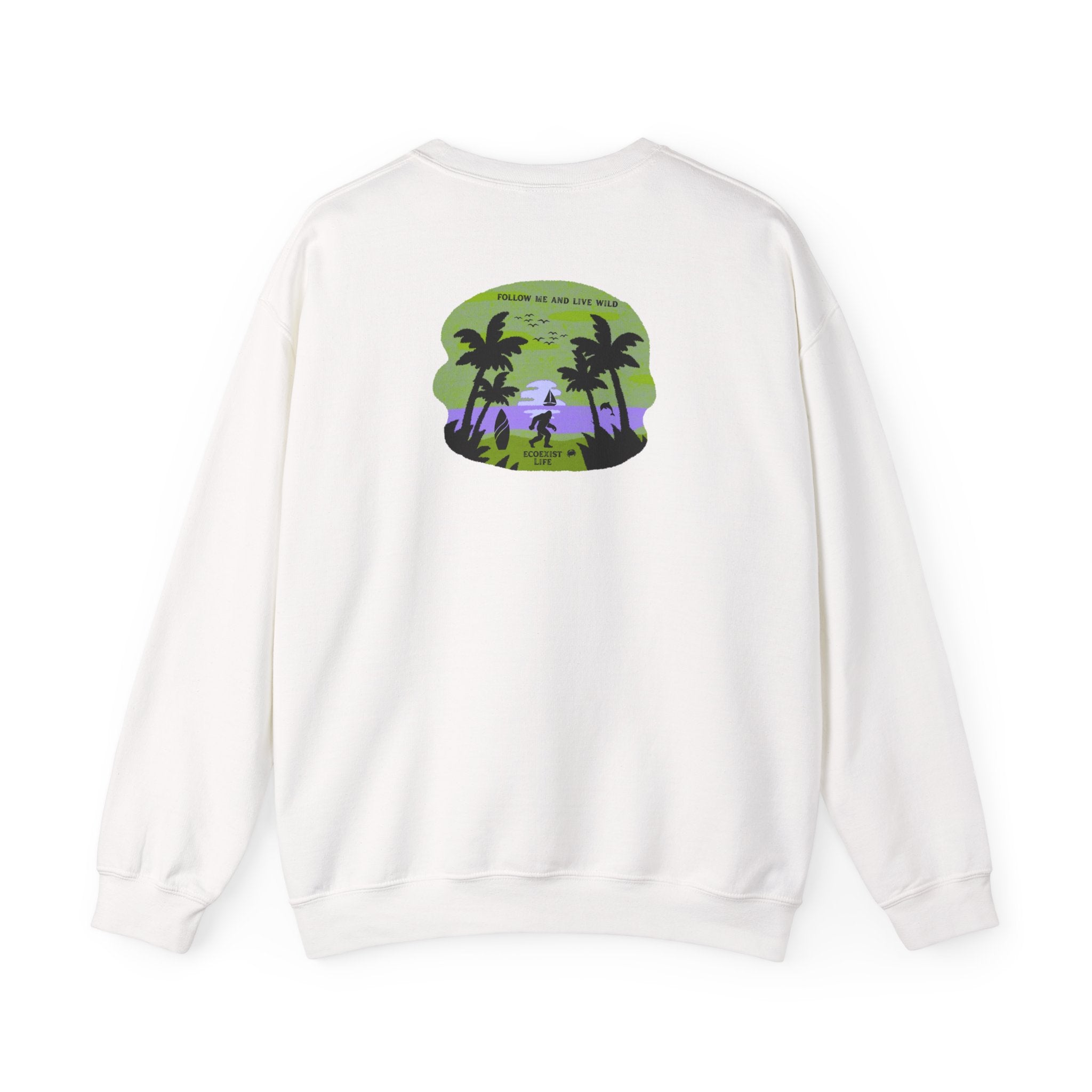 Tropical Sunset Crewneck Sweatshirt — Palm Beach Beachcomber Graphic;ecoexist