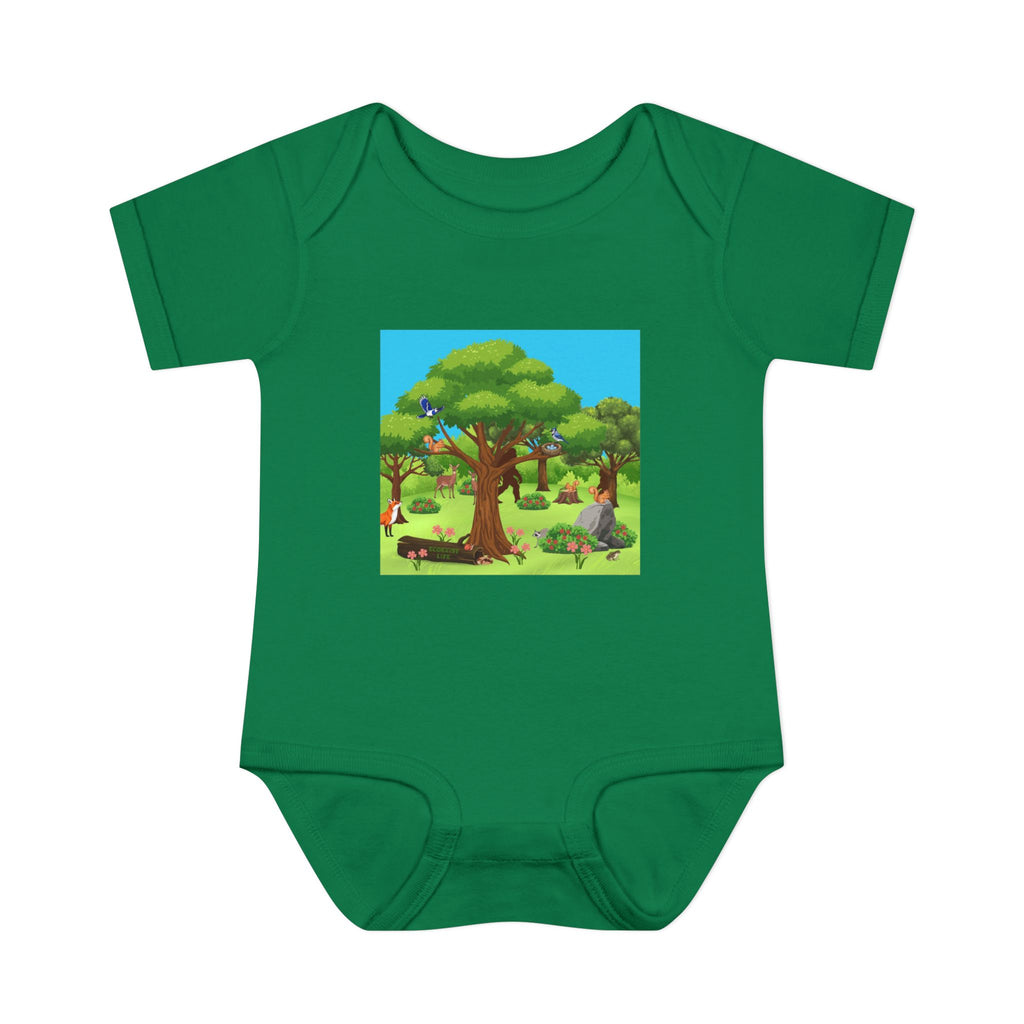 Baby Bodysuit with Woodland Animals Print/Bigfoot/Ecoexist Life — Cute Forest Nursery Onesie