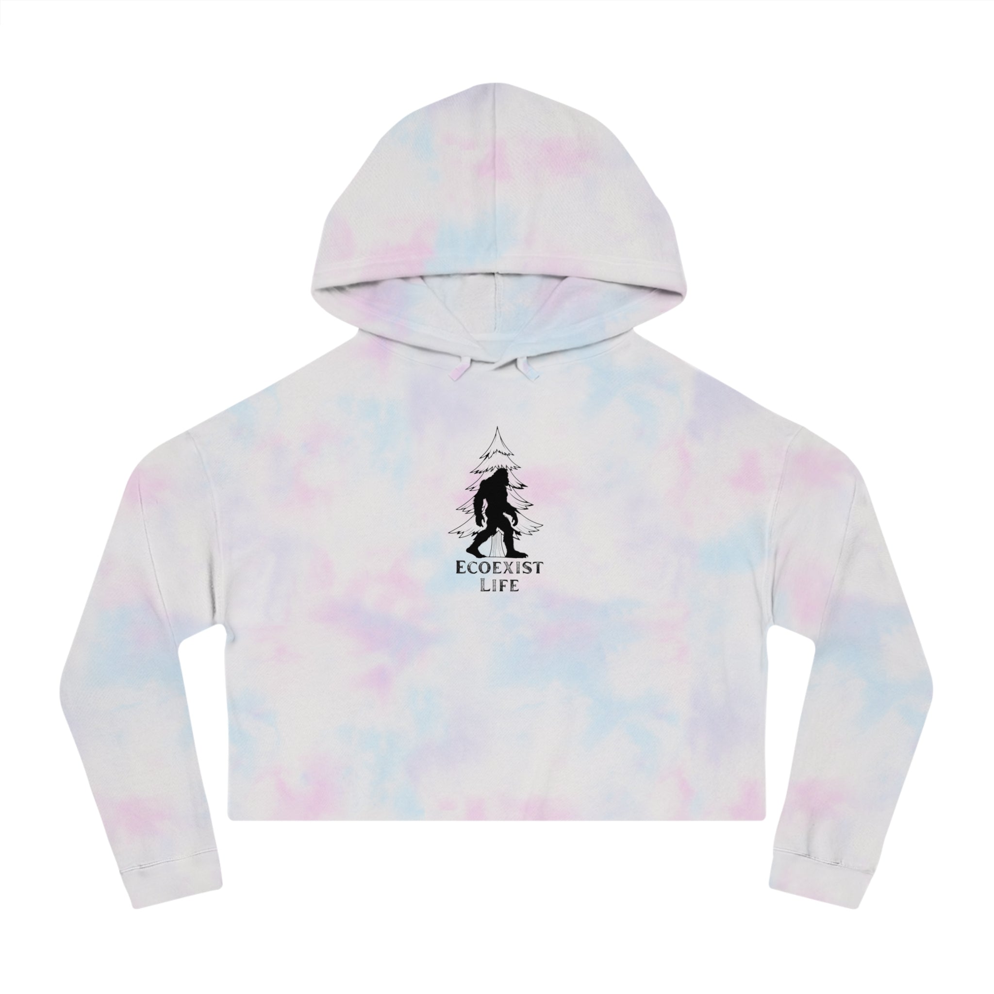 EcoExist Cropped Hoodie – Women’s Nature Lover Hoodie with Bigfoot Tree Design
