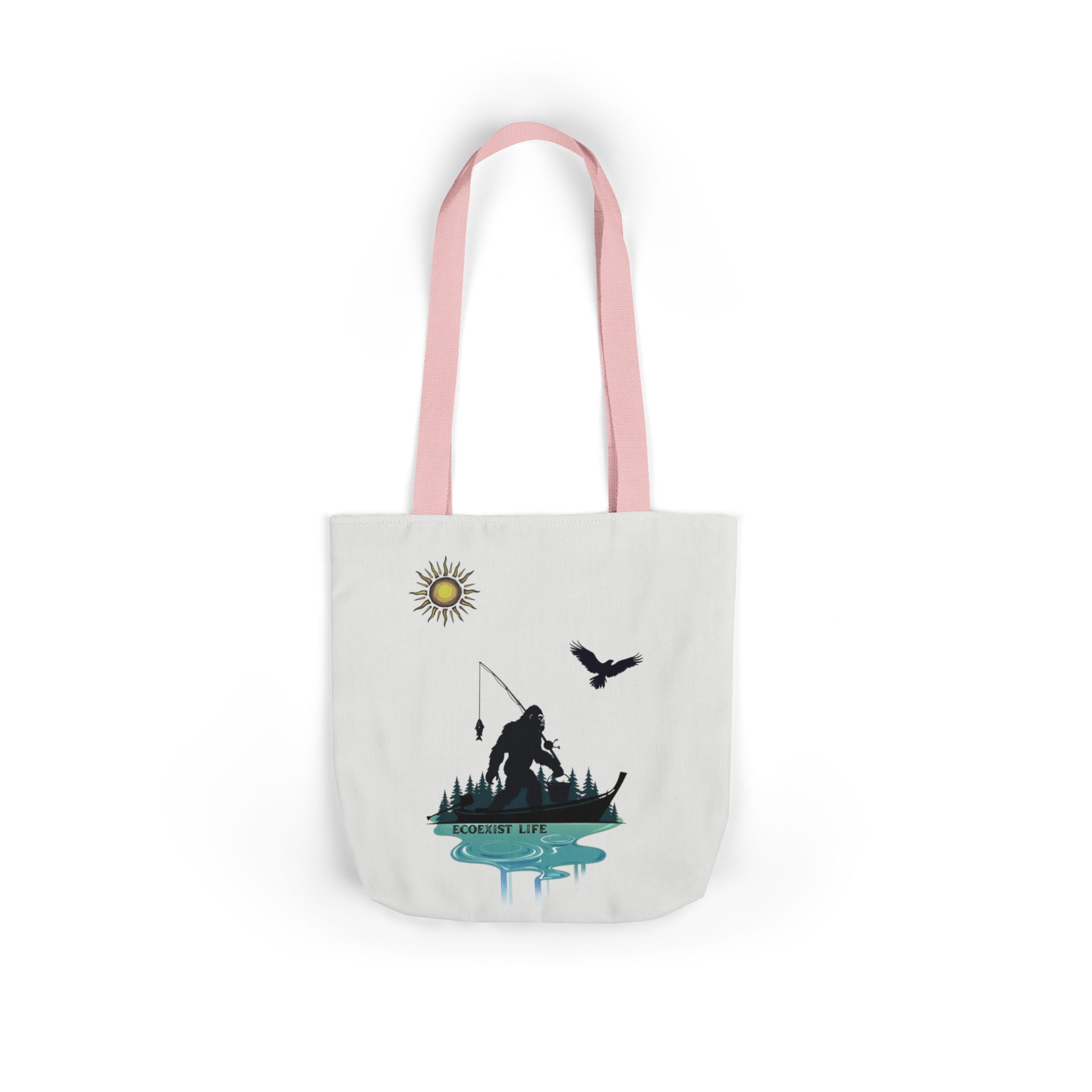 Fishing Silhouette Canvas Tote — Bigfoot Fishing Tote Bag- ecoexist