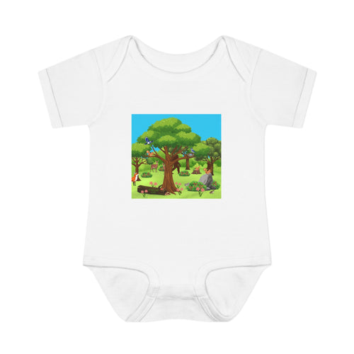Baby Bodysuit with Woodland Animals Print/Bigfoot/Ecoexist Life — Cute Forest Nursery Onesie