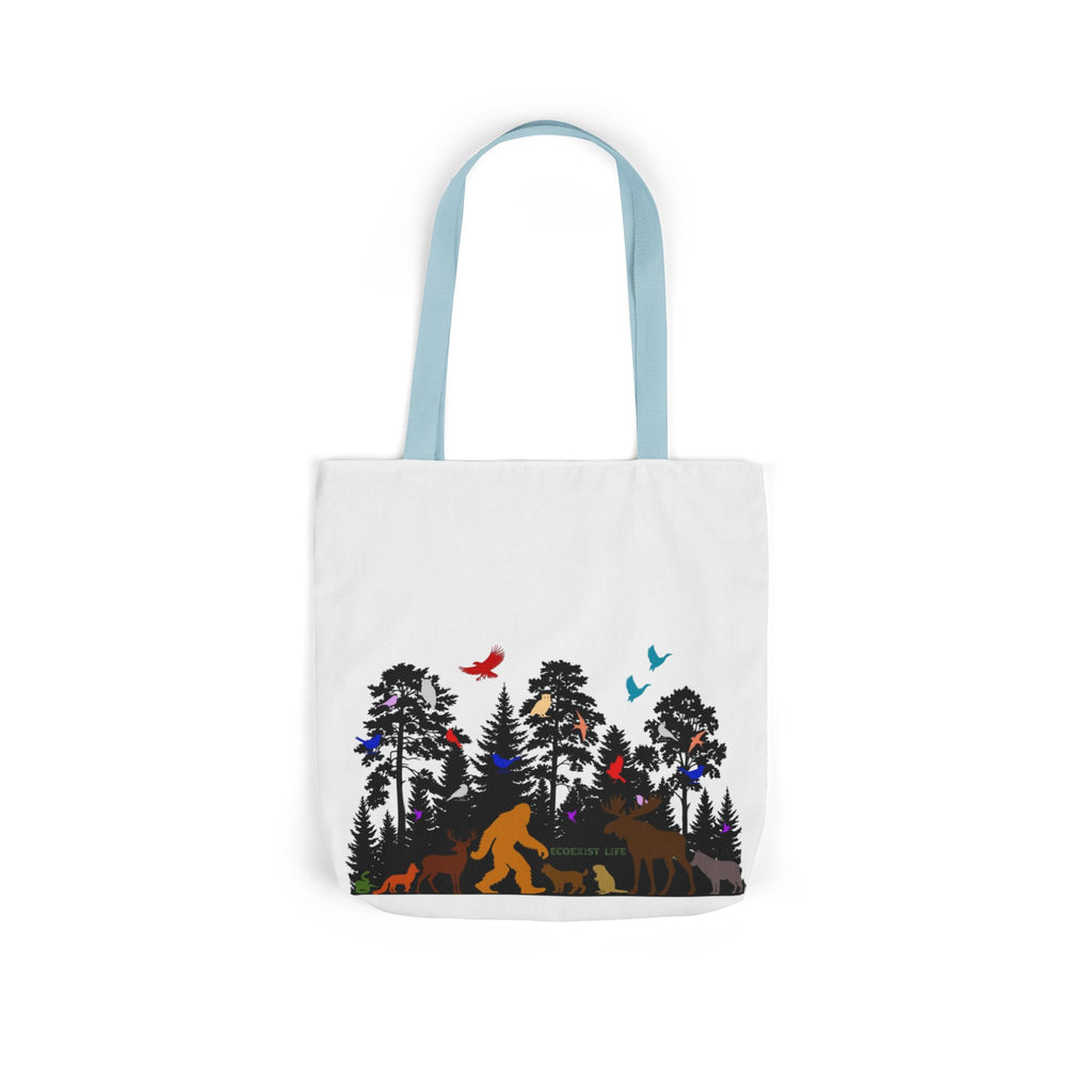 Ecoexist Life Canvas Tote — Forest Sasquatch Design with Wildlife Silhouettes-Ecoexist