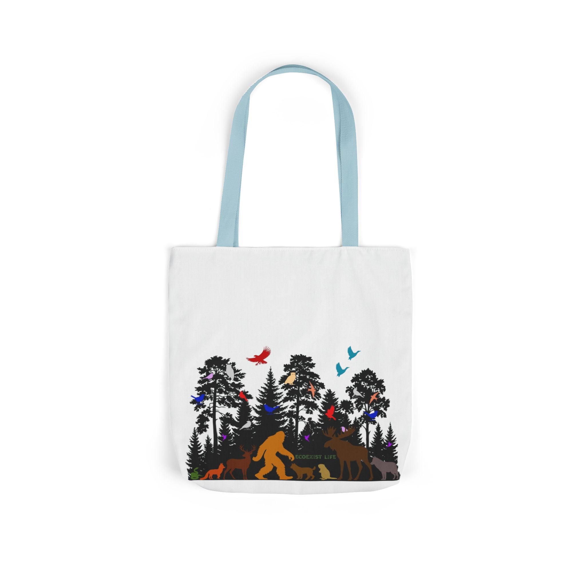 Ecoexist Life Canvas Tote — Forest Sasquatch Design with Wildlife Silhouettes-Ecoexist