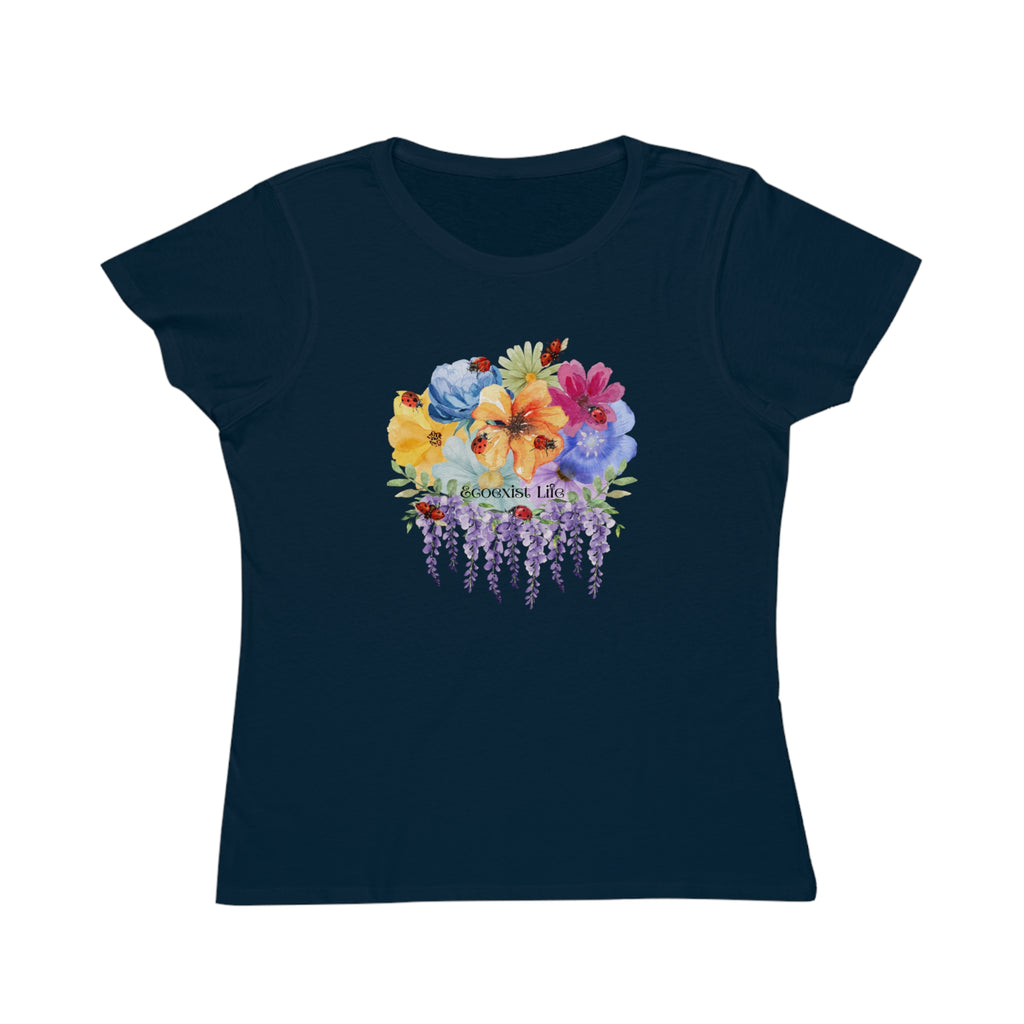 Floral Lavender Bouquet T-Shirt — Ladybugs-Watercolor Pansies-Ecoexist Life' Women's Tee