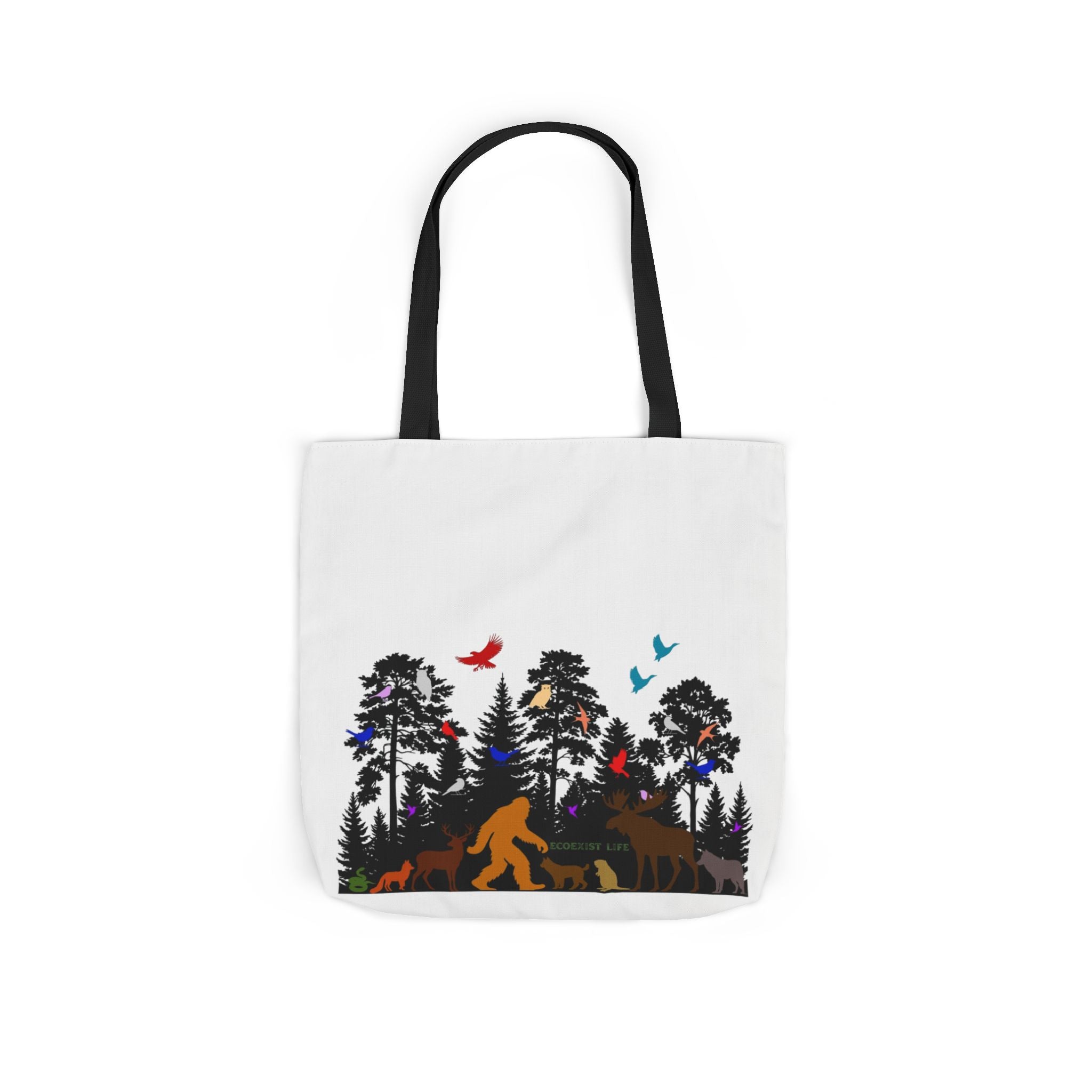 Ecoexist Life Canvas Tote — Forest Sasquatch Design with Wildlife Silhouettes-Ecoexist